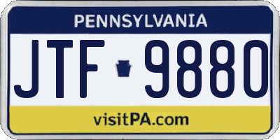 PA license plate JTF9880