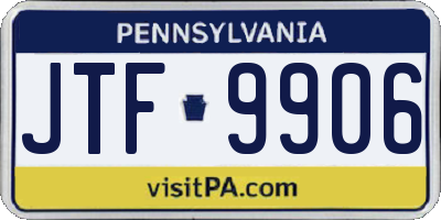PA license plate JTF9906