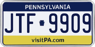 PA license plate JTF9909