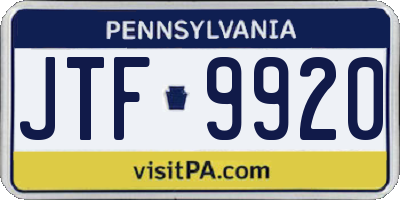 PA license plate JTF9920