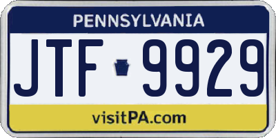 PA license plate JTF9929