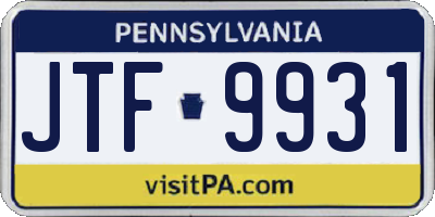 PA license plate JTF9931