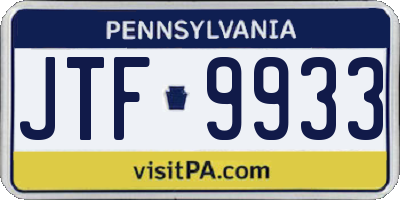 PA license plate JTF9933