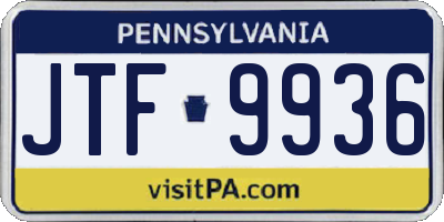 PA license plate JTF9936