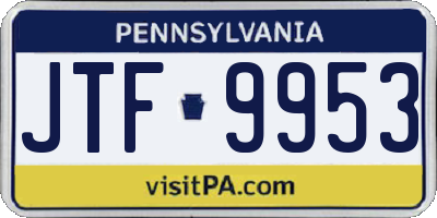 PA license plate JTF9953
