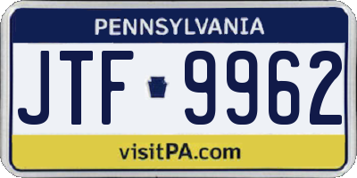 PA license plate JTF9962