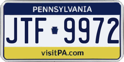 PA license plate JTF9972
