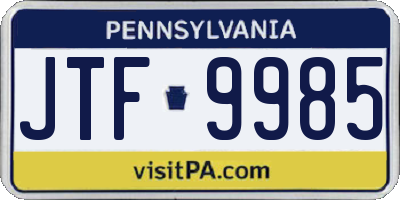 PA license plate JTF9985