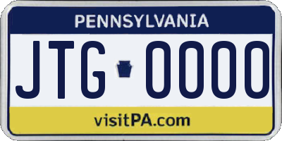 PA license plate JTG0000