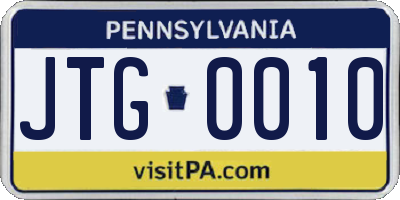 PA license plate JTG0010