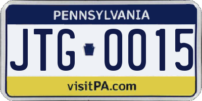 PA license plate JTG0015