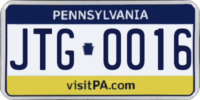 PA license plate JTG0016