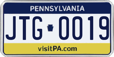PA license plate JTG0019