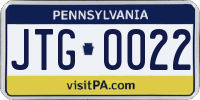 PA license plate JTG0022