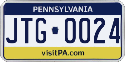 PA license plate JTG0024