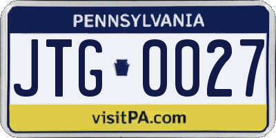PA license plate JTG0027