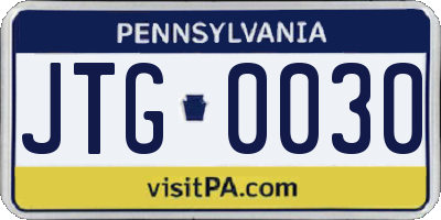 PA license plate JTG0030