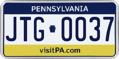 PA license plate JTG0037