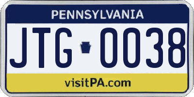 PA license plate JTG0038