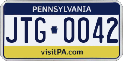 PA license plate JTG0042