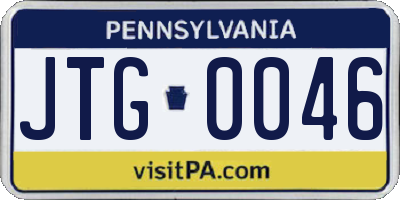 PA license plate JTG0046