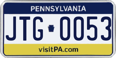 PA license plate JTG0053