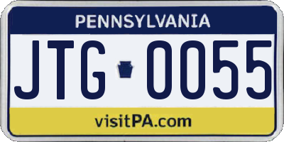 PA license plate JTG0055