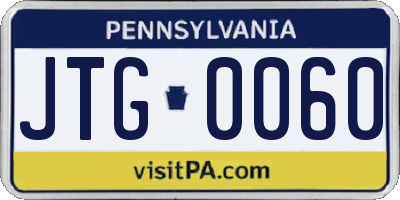 PA license plate JTG0060