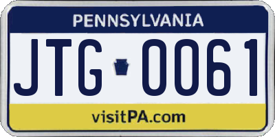 PA license plate JTG0061