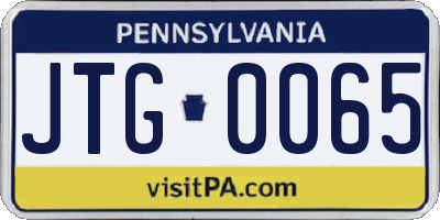 PA license plate JTG0065