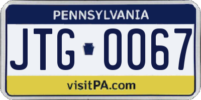 PA license plate JTG0067