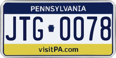 PA license plate JTG0078