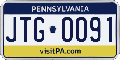 PA license plate JTG0091