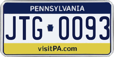 PA license plate JTG0093