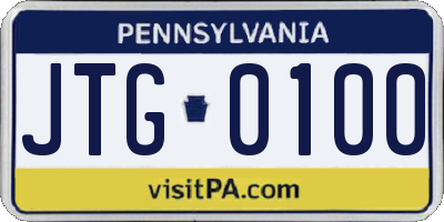 PA license plate JTG0100