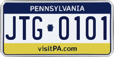 PA license plate JTG0101