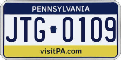 PA license plate JTG0109