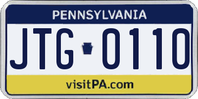 PA license plate JTG0110