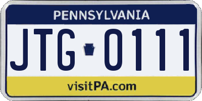 PA license plate JTG0111