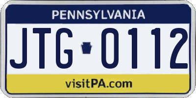 PA license plate JTG0112