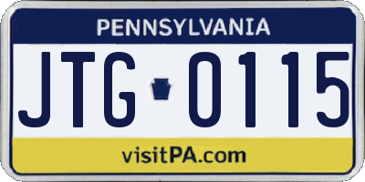 PA license plate JTG0115