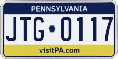 PA license plate JTG0117
