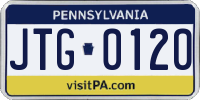PA license plate JTG0120