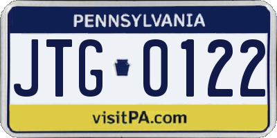PA license plate JTG0122