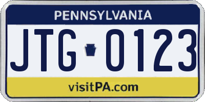 PA license plate JTG0123