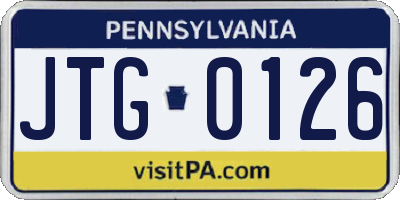 PA license plate JTG0126