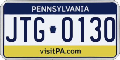 PA license plate JTG0130