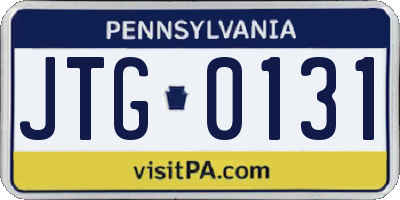 PA license plate JTG0131