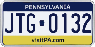 PA license plate JTG0132