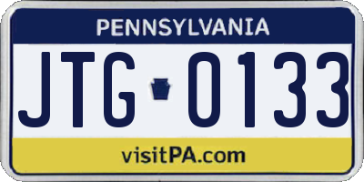 PA license plate JTG0133